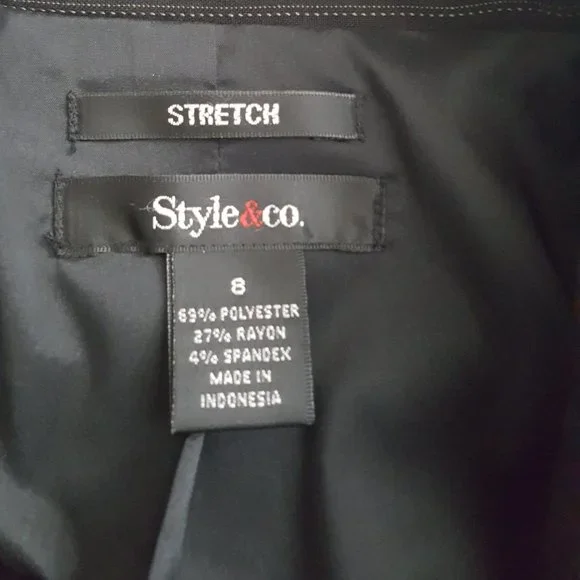 New STYLE & CO Strech Collection Womens Button Suit Jacket Black Striped - Picture 8 of 12